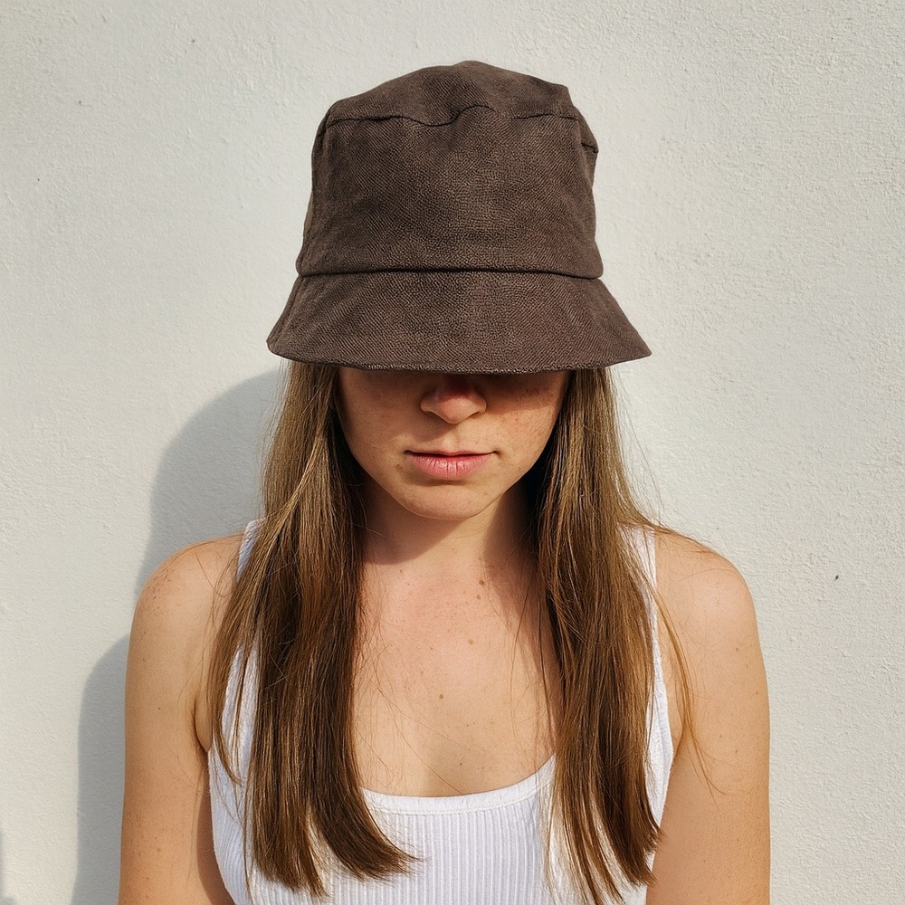 Flannel Australia Linen Bucket Hat Womens One Size Brown Limited‎ Edition Y2K